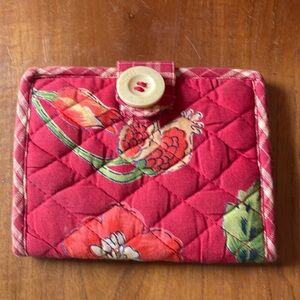 April Cornell Quilted Floral Wallet in Red with Green Accents